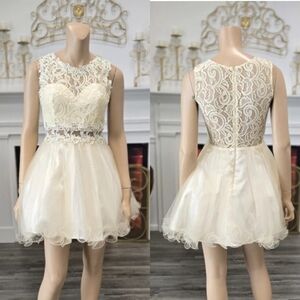 Elizabeth K by gls Ivory Tulle & Lace Tutu Short Prom Party Dress sz S